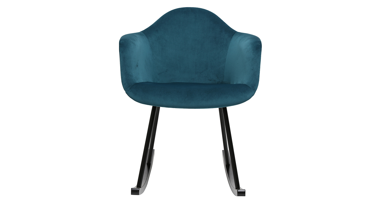 Rocking chair design velours bleu ptrole MAMBO