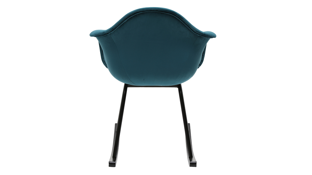 Rocking chair design velours bleu ptrole MAMBO
