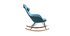 Rocking chair en tissu bleu canard avec pieds métal et frêne JHENE