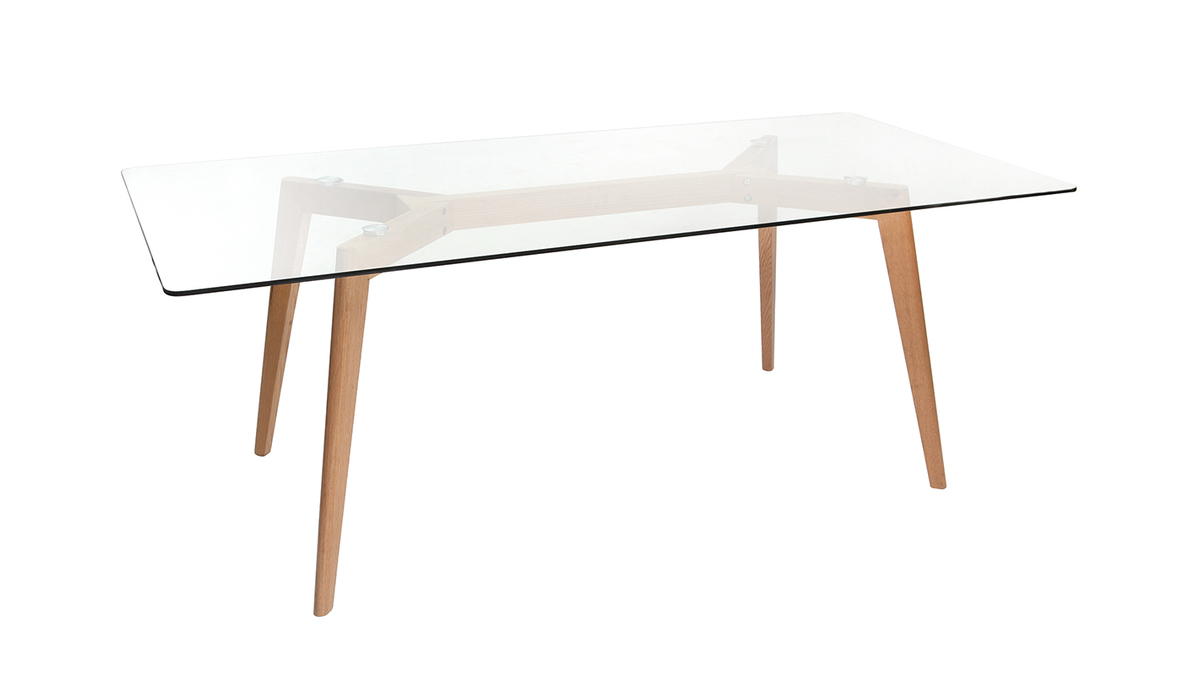 Table  manger design en verre et bois clair L200 cm DAVOS