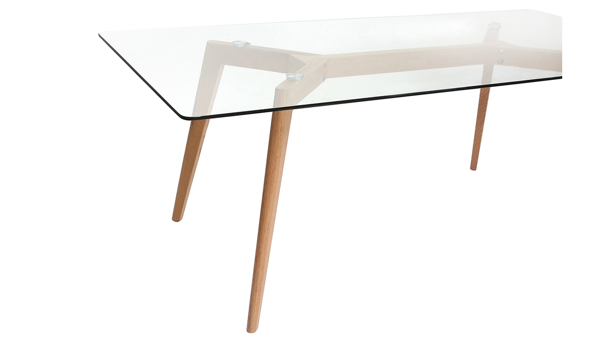 Table  manger design en verre et bois clair L200 cm DAVOS