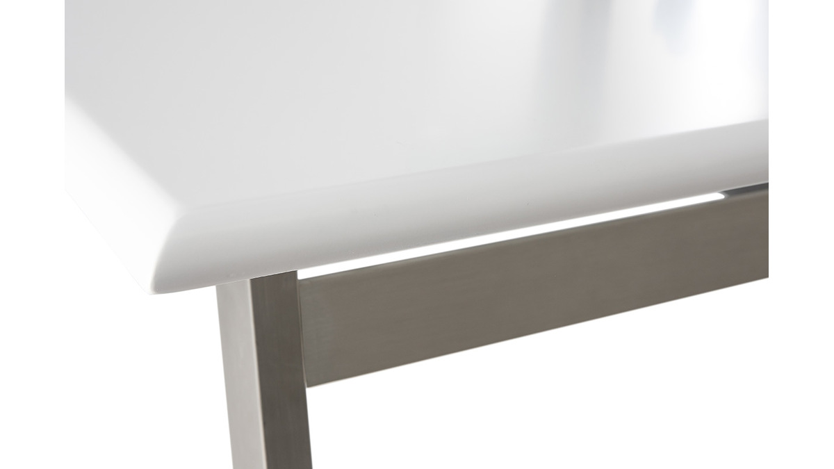 Table  manger design extensible blanche et mtal L188-238 cm MARNY