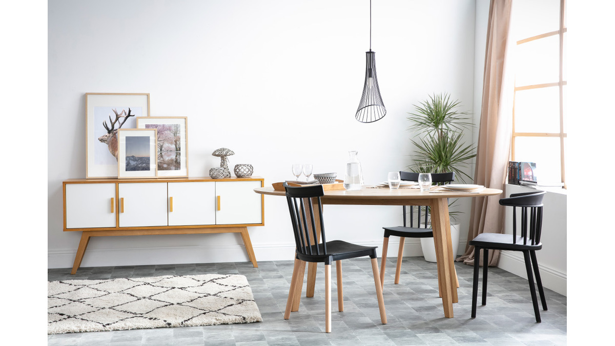 Table à manger design scandinave ovale bois clair L160 cm MARIK
