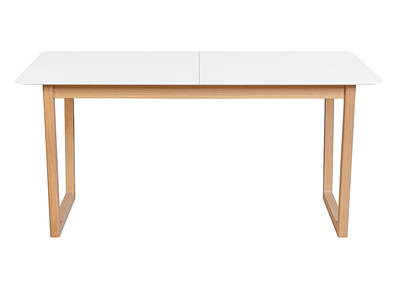 Table à manger extensible bois clair et blanc rectangulaire L160-240 cm LAHO