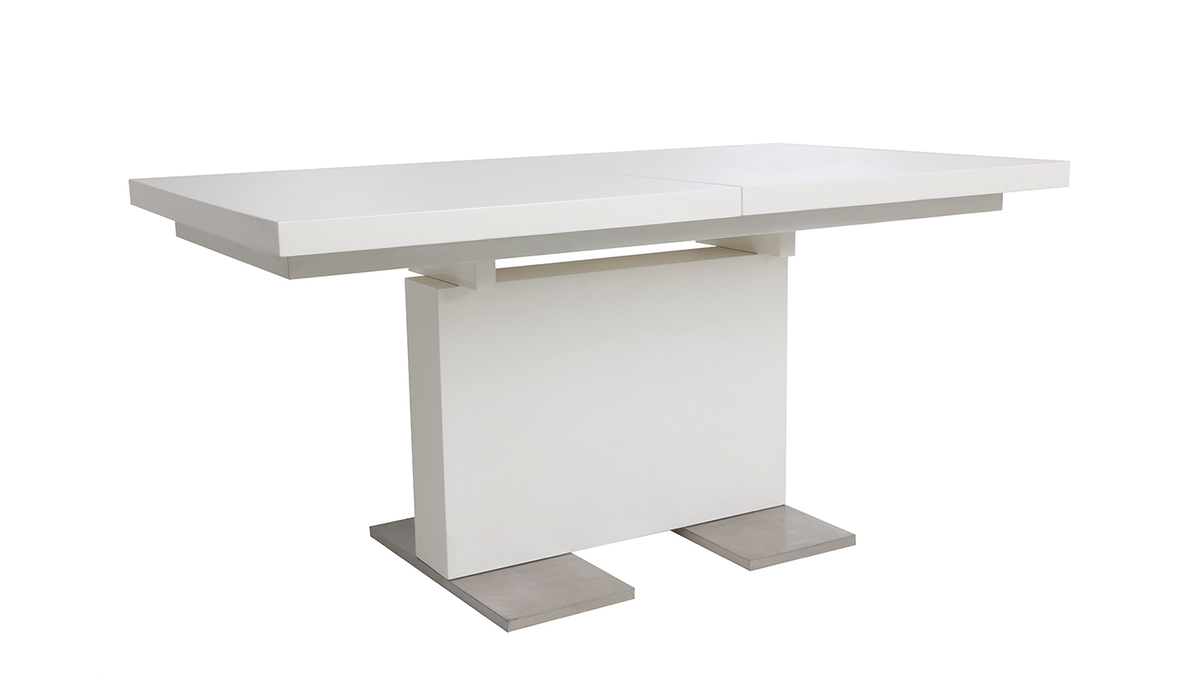 Table  manger extensible design laque blanche L160-220 NEMIA
