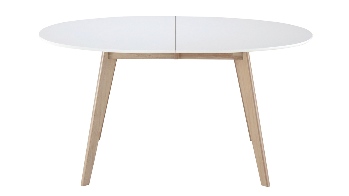 Table  manger extensible ovale blanche et bois clair L150-200 cm LEENA