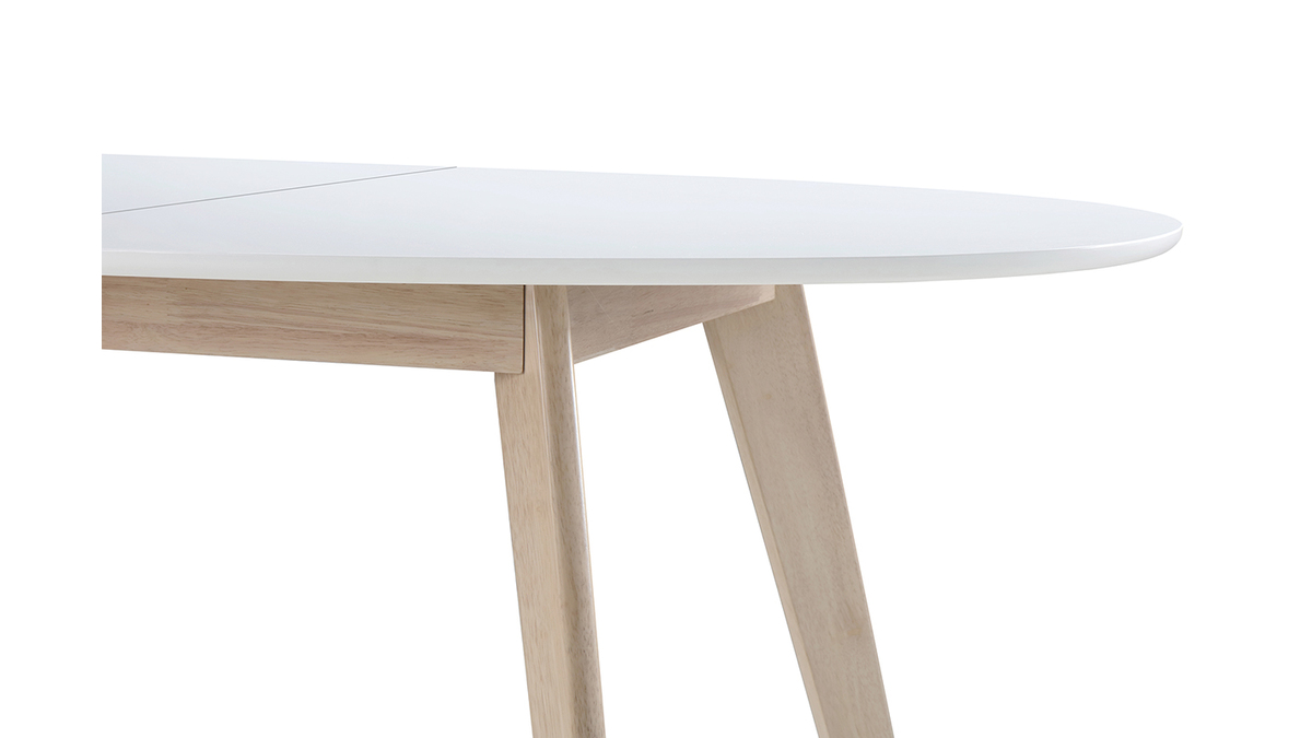 Table  manger extensible ovale blanche et bois clair L150-200 cm LEENA