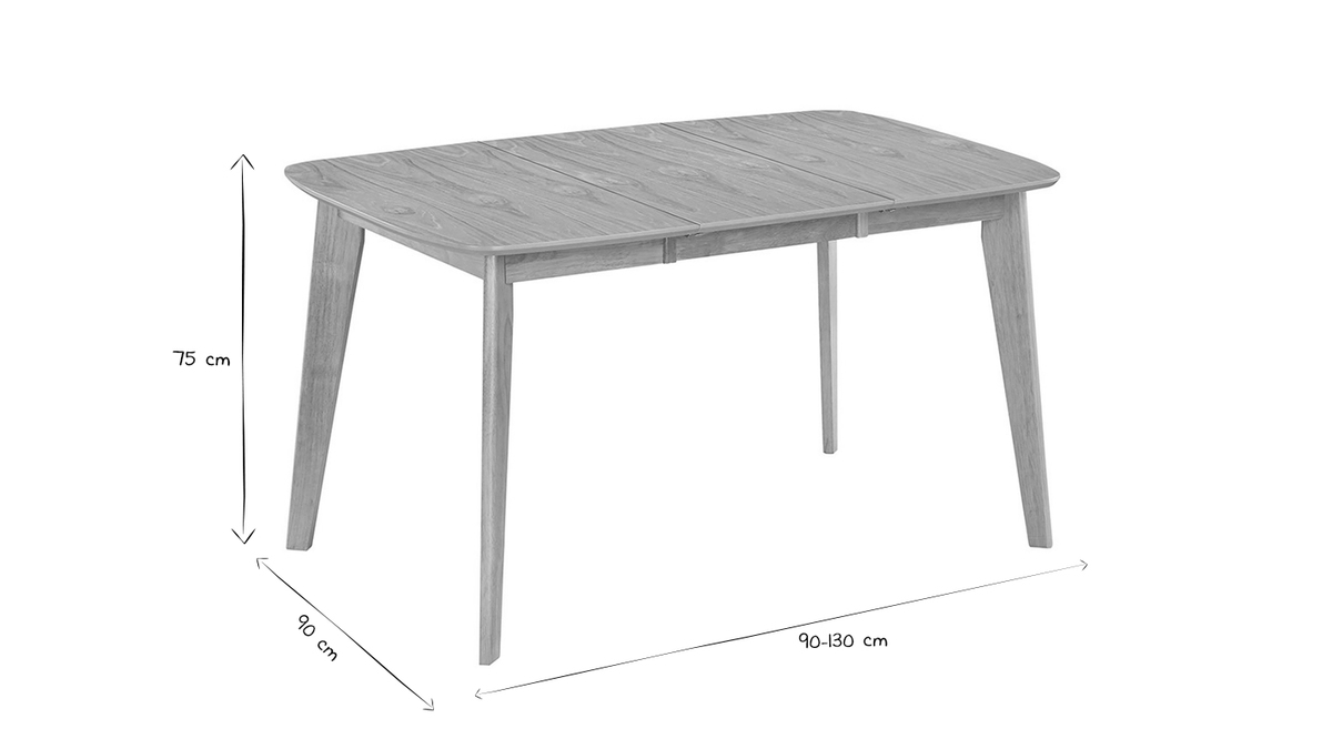 Table  manger extensible scandinave carre placage chne L90-130 cm LEENA