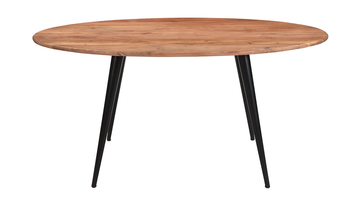 Table  manger ovale en bois massif et mtal noir L160 cm OBALI