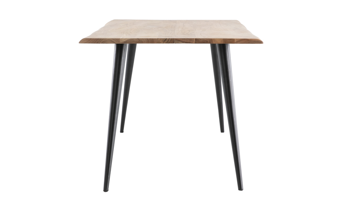 Table  manger rectangulaire industrielle en bois massif et mtal noir L175 cm EDGE