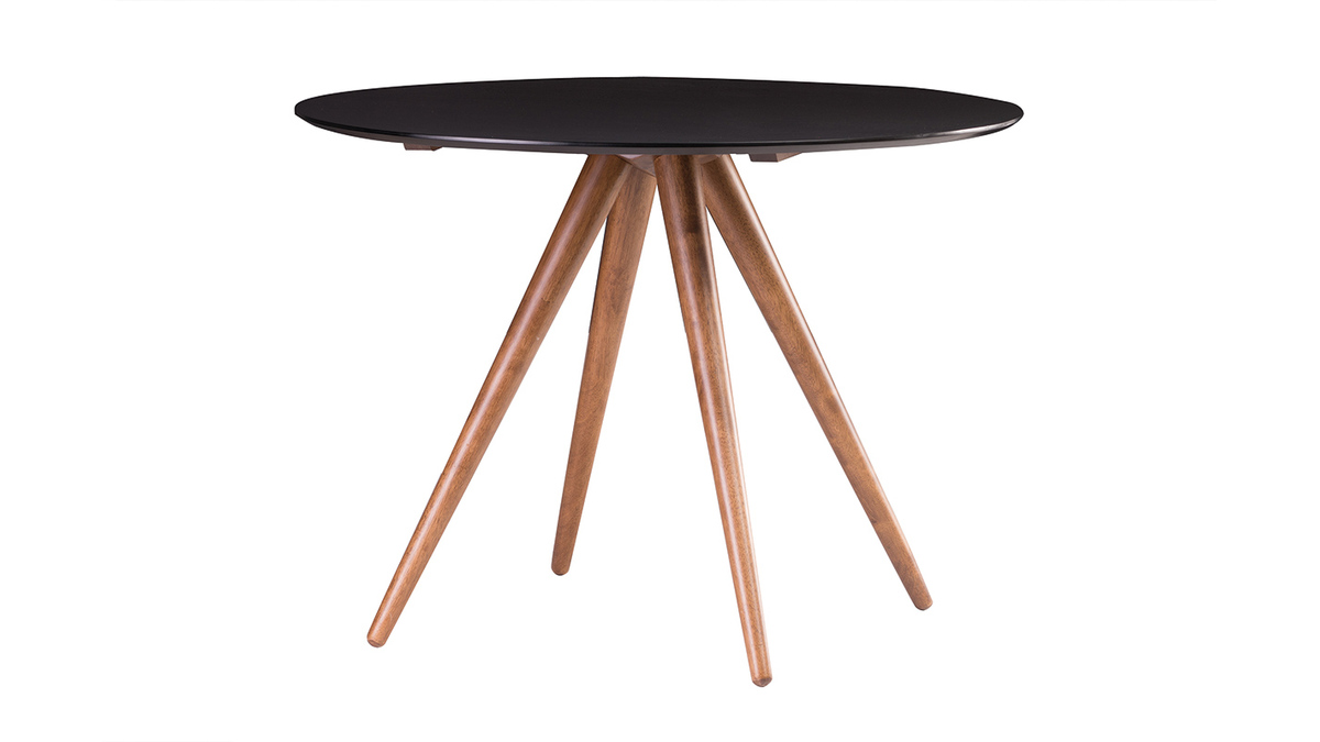 Table  manger ronde design noyer et noir D106 cm WALFORD