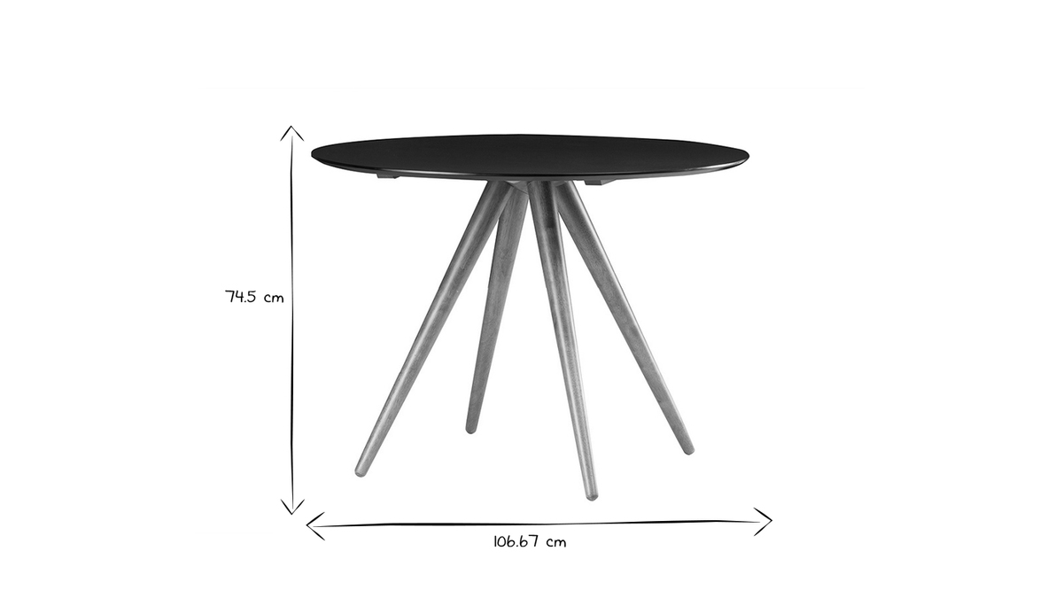 Table  manger ronde design noyer et noir D106 cm WALFORD