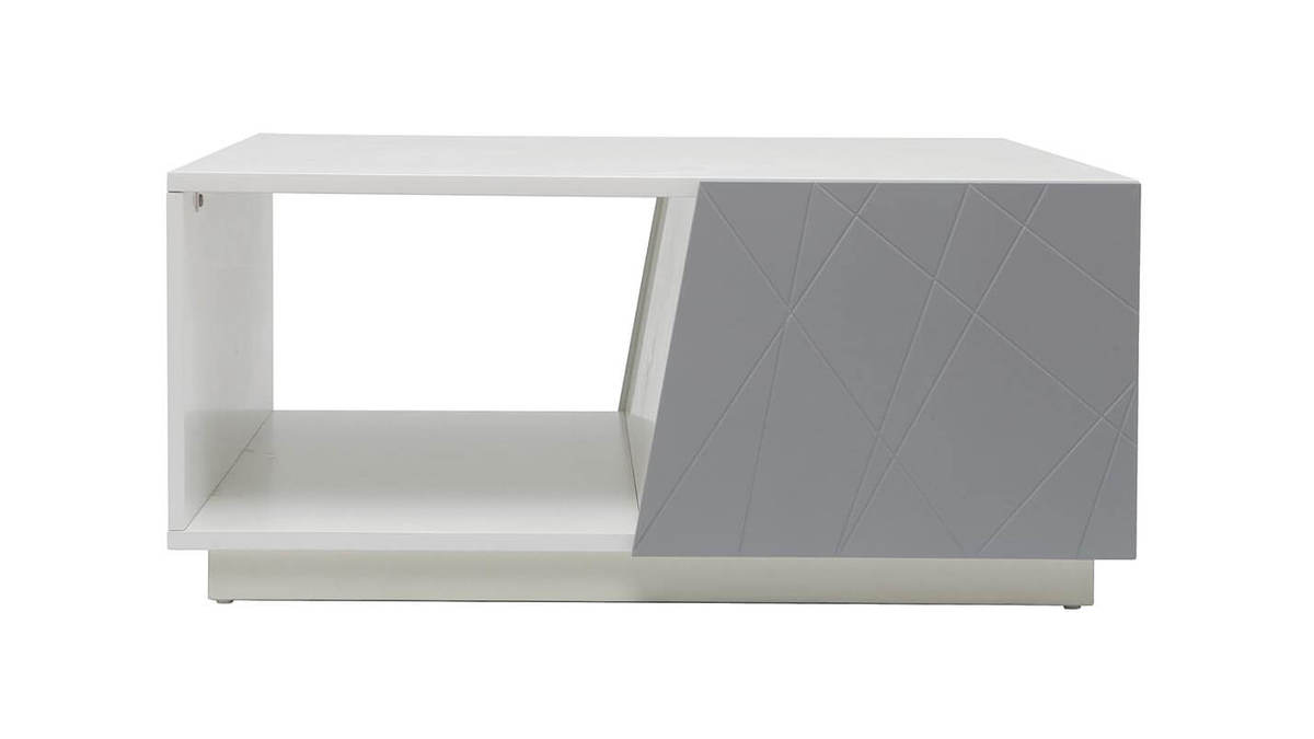 Table basse design laque gris mat 90cm ALESSIA
