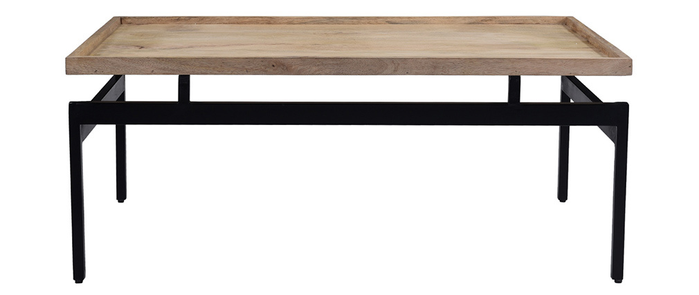 Table basse en manguier massif et métal noir L100 cm FRAME