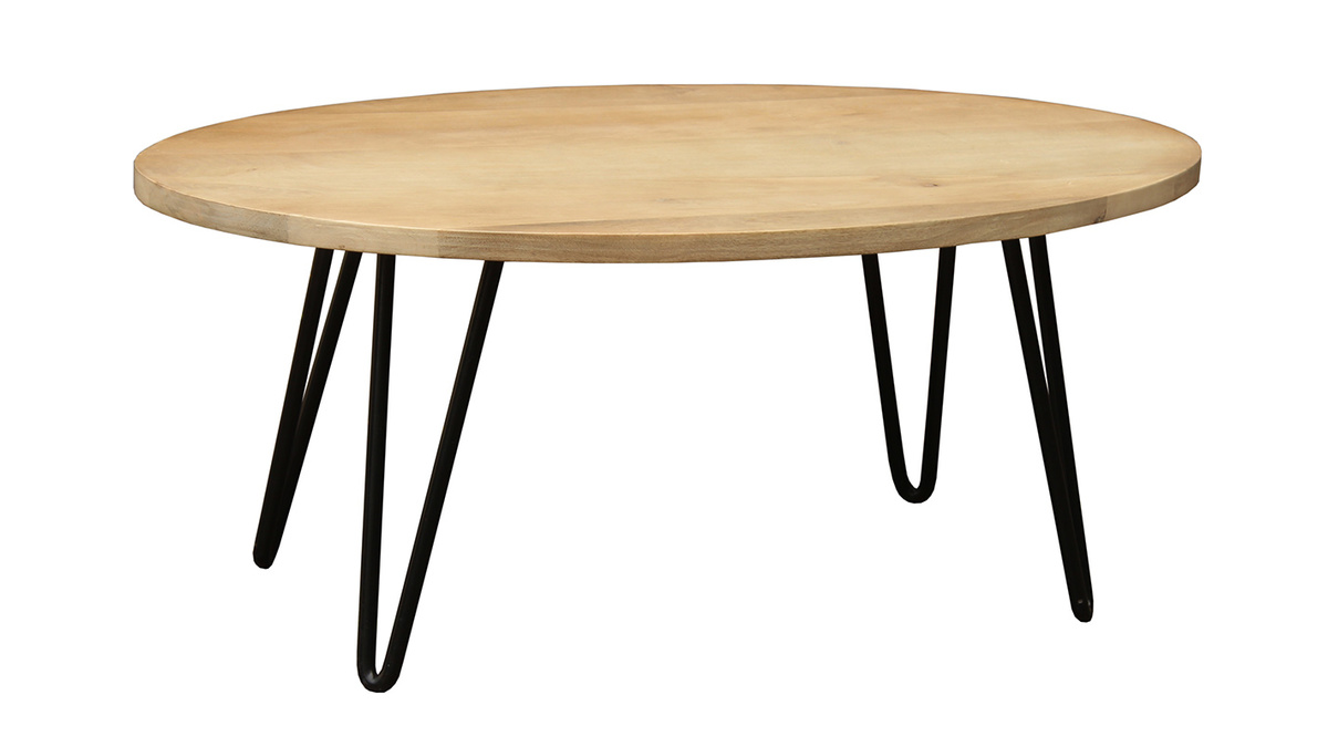 Table basse ovale bois clair manguier massif  L100 cm VIBES