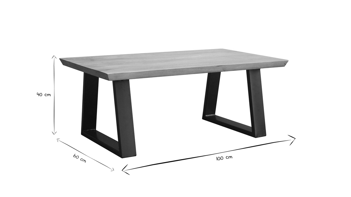 Table basse rectangulaire bois manguier massif et mtal noir L100 cm VIJAY