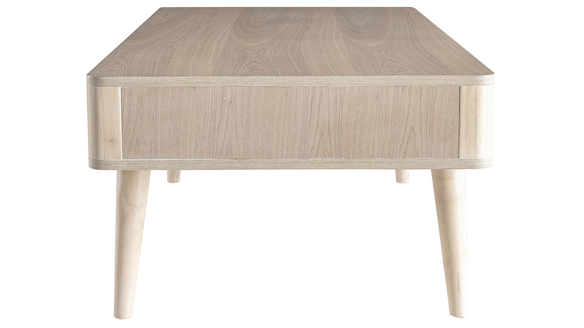 Table basse rectangulaire scandinave bois clair et blanc L120 cm GOTLAND