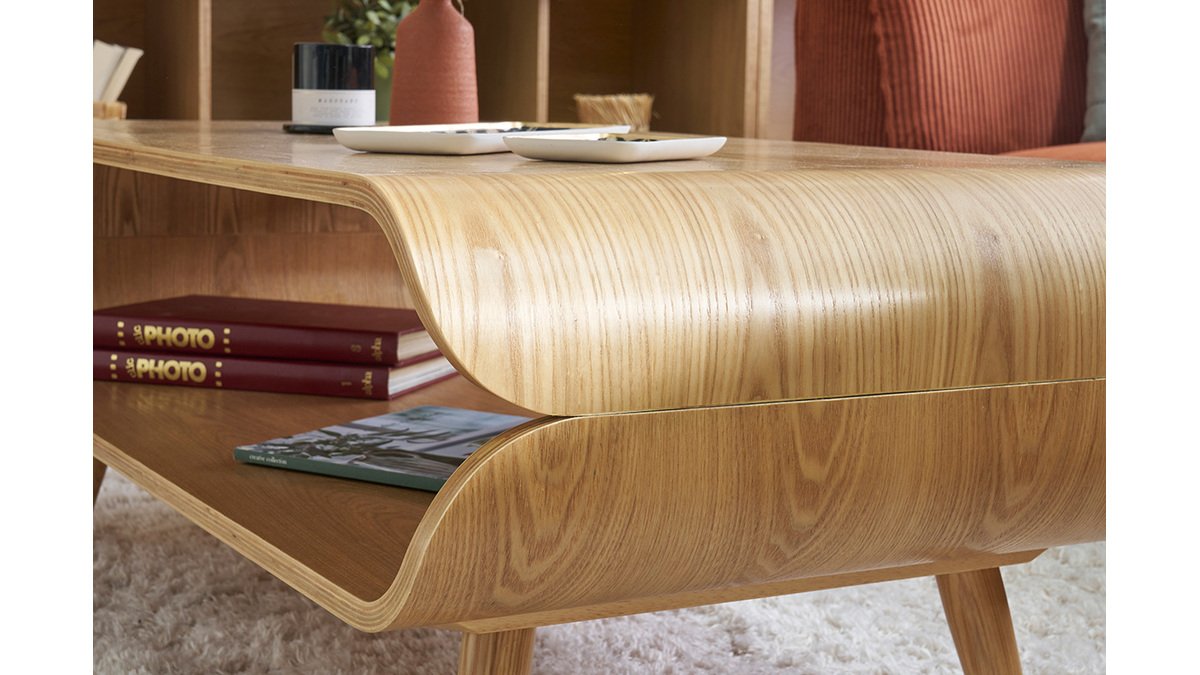 Table basse rectangulaire scandinave bois clair L118 cm TAKLA