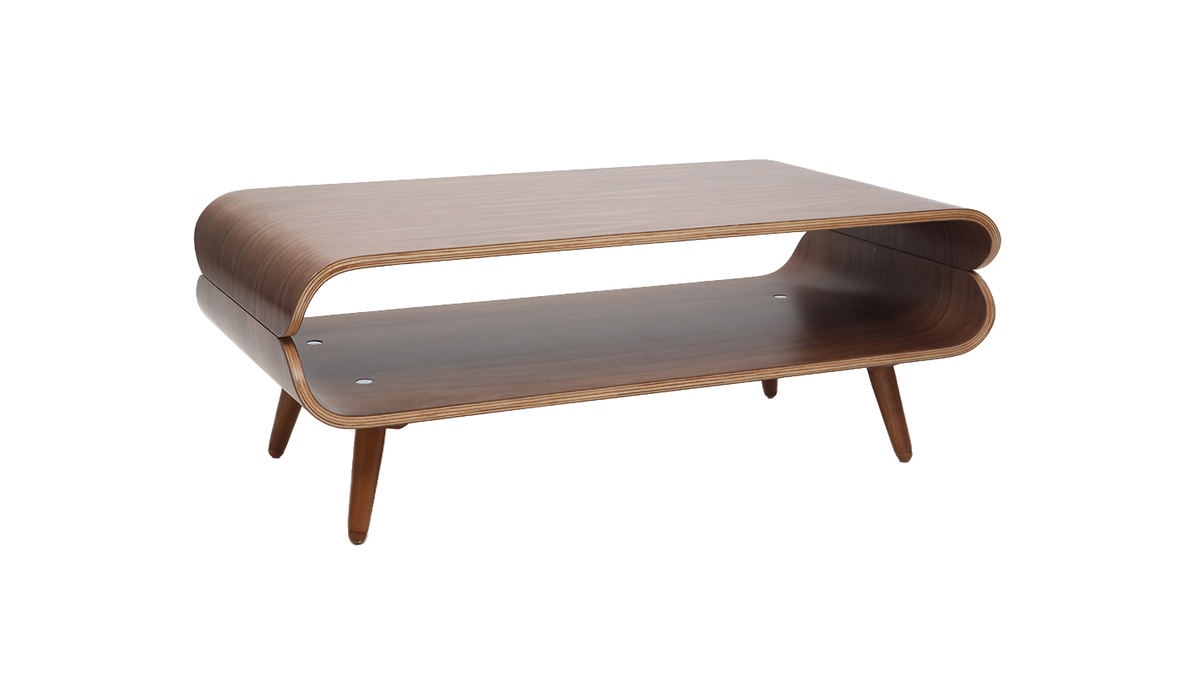 Table basse rectangulaire vintage bois fonc noyer L118 cm TAKLA