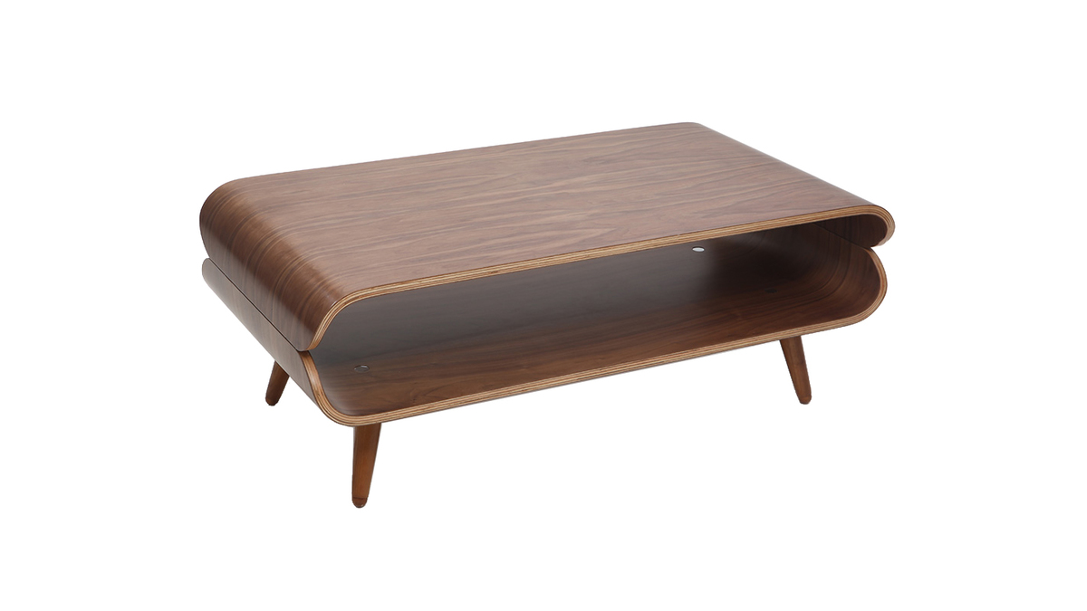 Table basse rectangulaire vintage bois fonc noyer L118 cm TAKLA