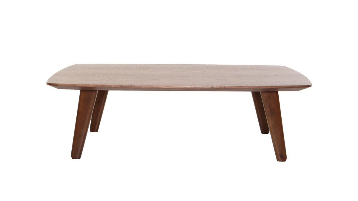 Table basse rectangulaire vintage bois foncé noyer L120cm FIFTIES