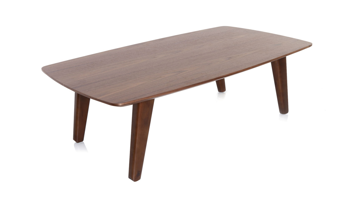 Table basse rectangulaire vintage bois foncé noyer L120cm FIFTIES