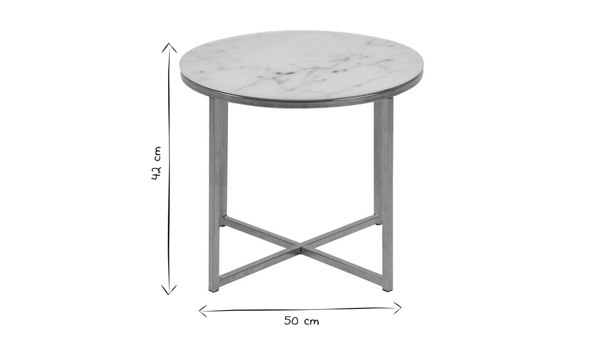 Table basse ronde design effet marbre et mtal dor D50 cm SILAS