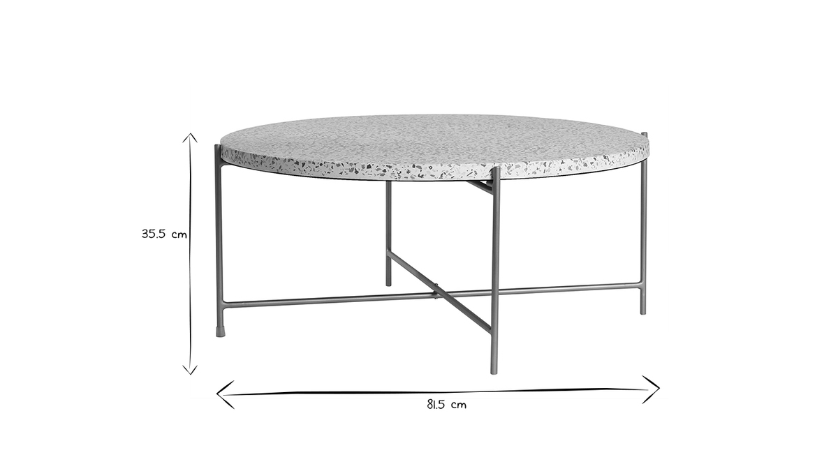 Table basse ronde design en terrazzo et mtal dor D81 cm MEZZO