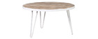 Table basse ronde manguier massif et métal blanc L80 x H45 cm ROCHELLE