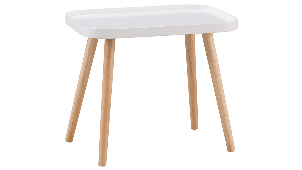 Table basse scandinave blanc et bois clair BENTO