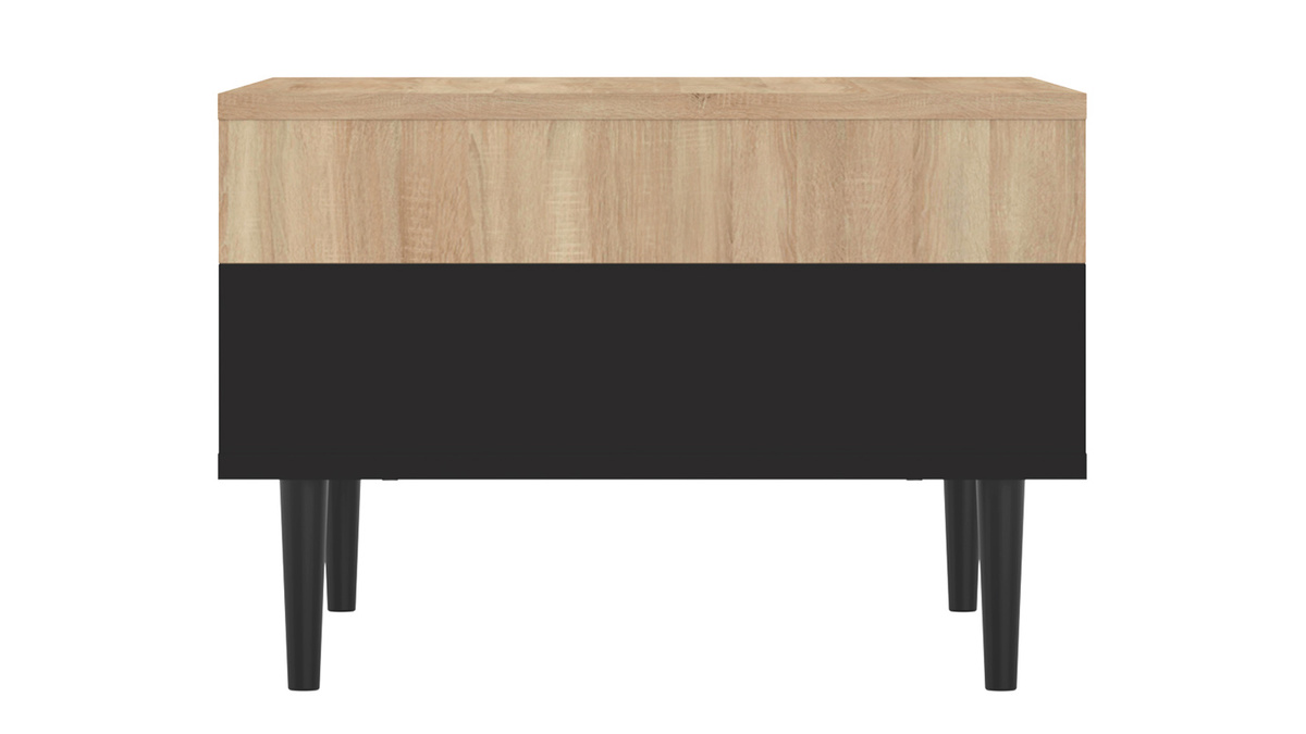 Table basse scandinave bois et noir STRIPE