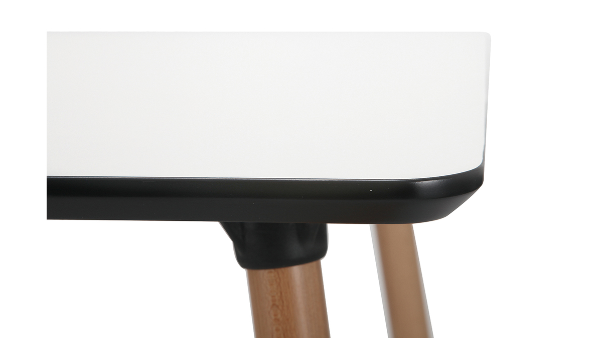 Table carre design blanche avec pied en bois L80 cm BRUNCH