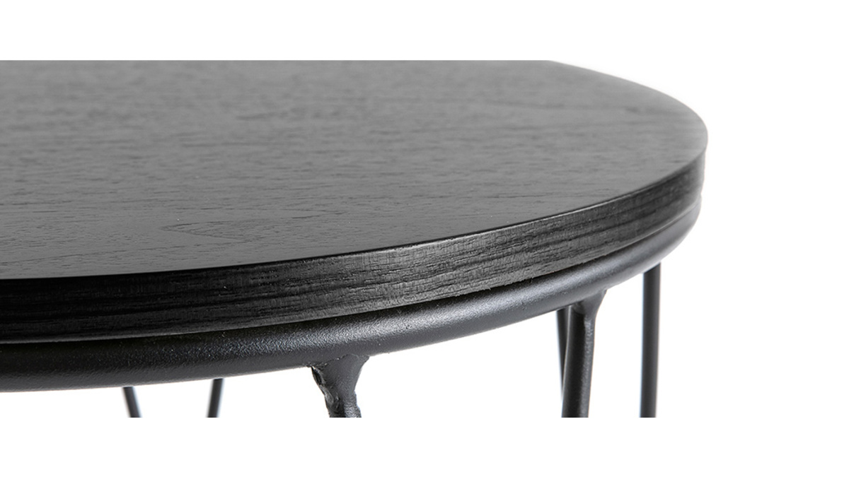 Table d'appoint bois noir et métal L42 x H40 cm LACE