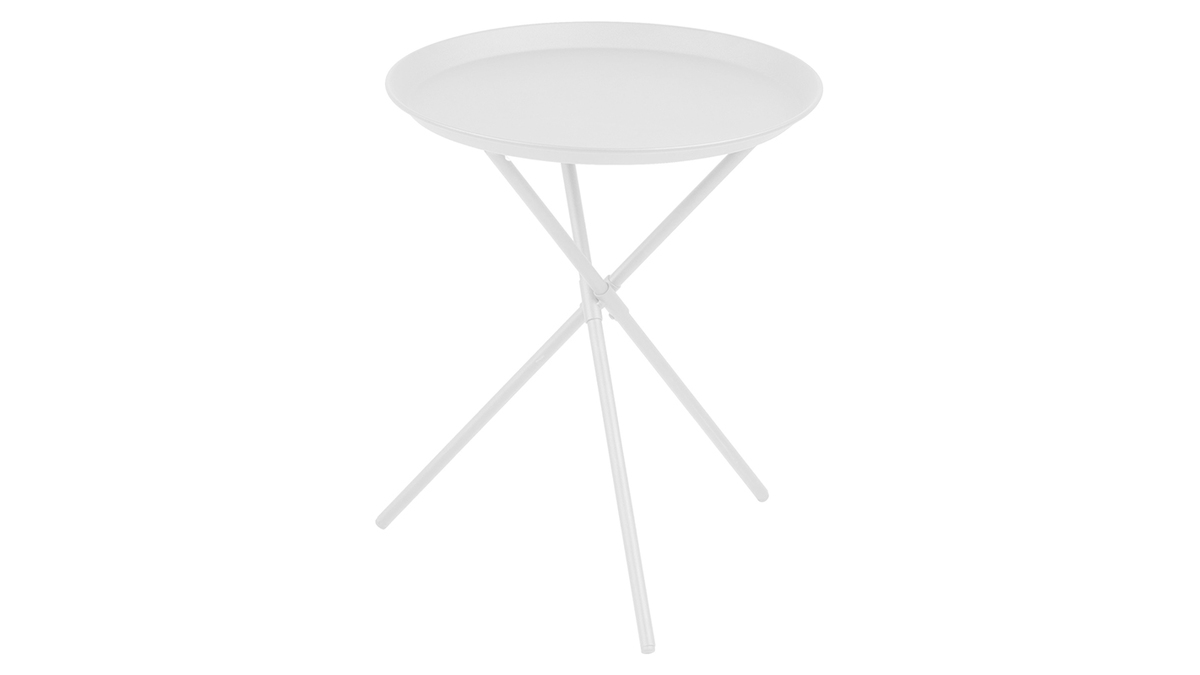 Table d'appoint design mtal blanc MIKADO
