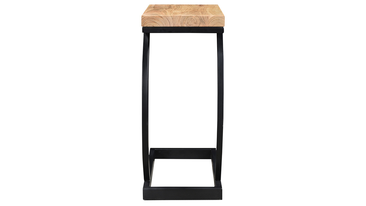 Table d'appoint design rectangulaire en bois massif et mtal noir L45 cm BREAK