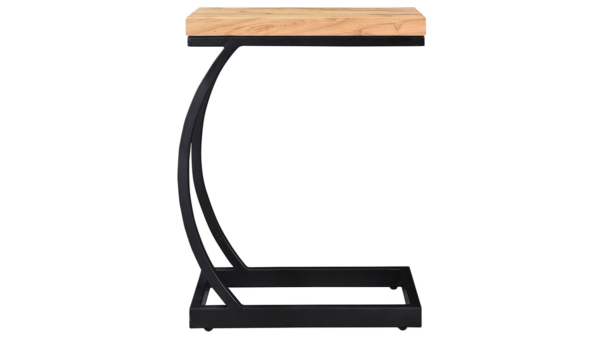 Table d'appoint design rectangulaire en bois massif et mtal noir L45 cm BREAK