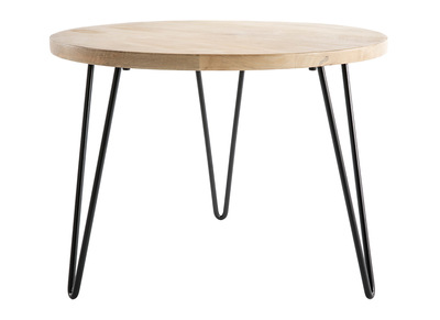 Table d'appoint ronde manguier massif et métal L60 x H45 cm VIBES