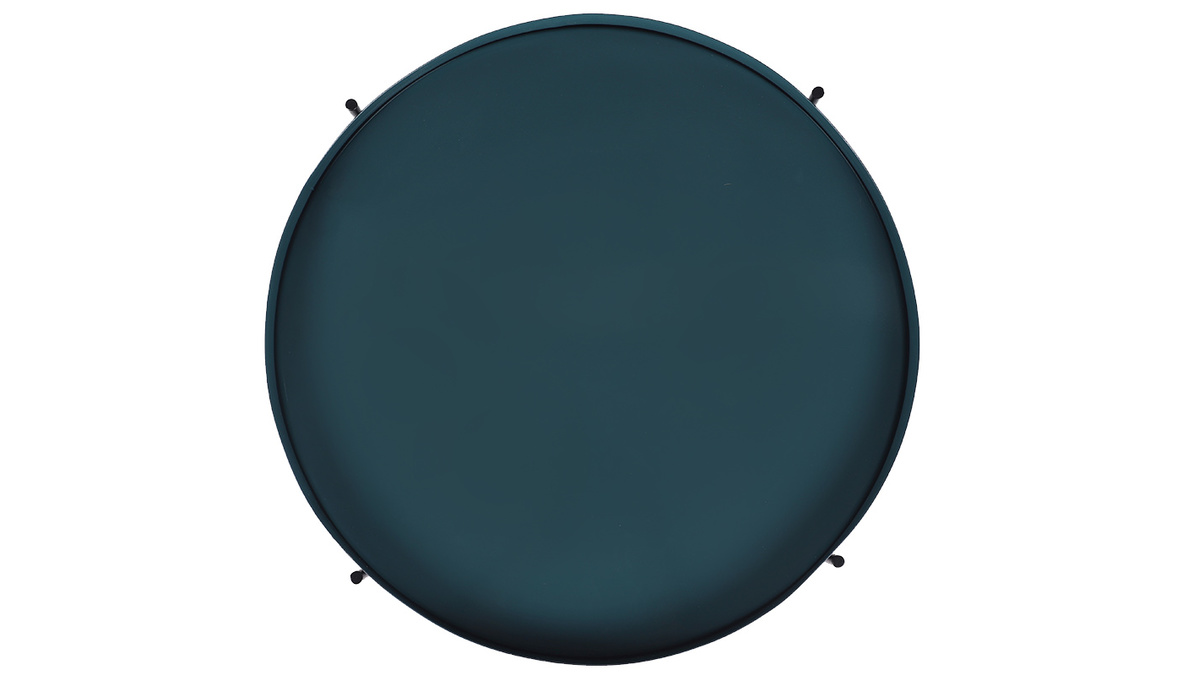 Table d'apppoint ronde avec plateau rversible bleu canard / noir D51 cm SATEEN