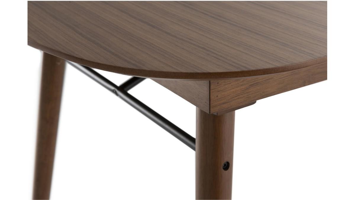 Table extensible rallonges intgres rectangulaire en bois fonc noyer L150-180 cm SHELDON