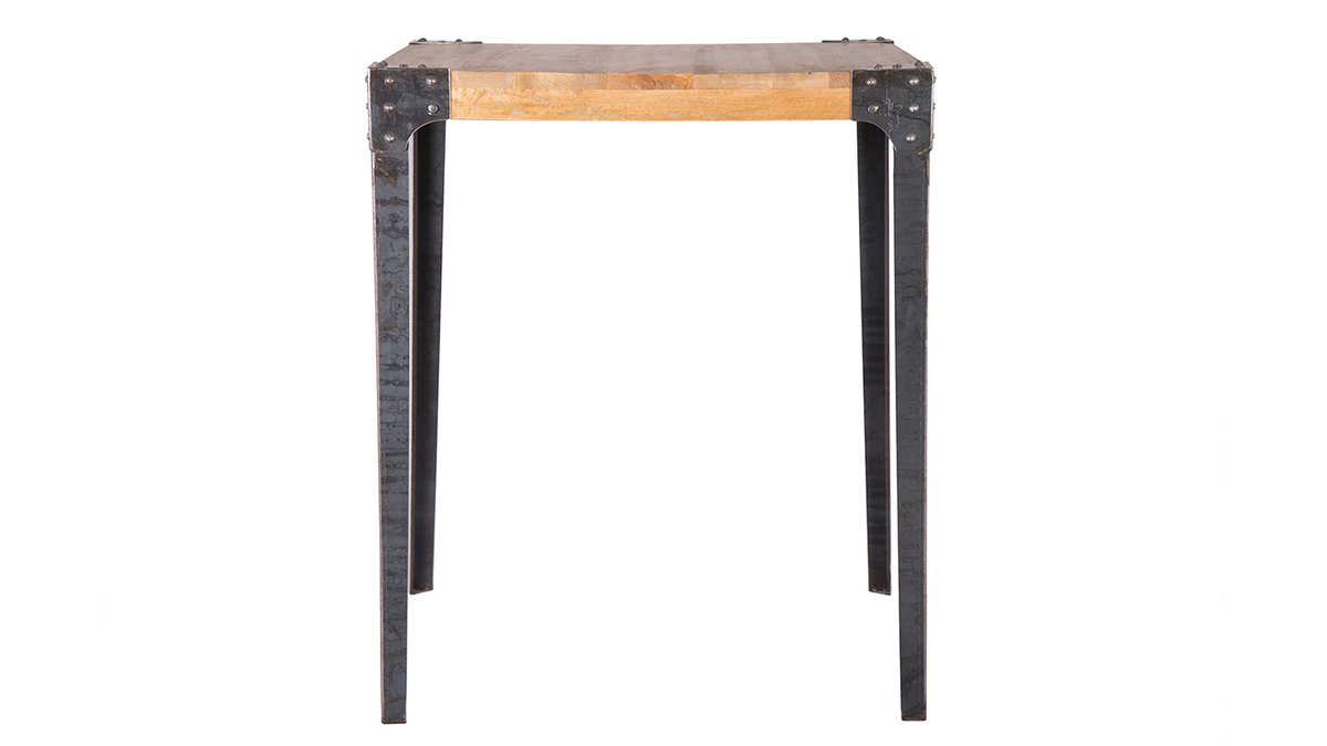 Table haute industrielle carrée en manguier massif et métal  L88 cm MADISON