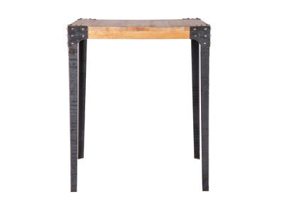 Table haute industrielle carrée en manguier massif et métal MADISON