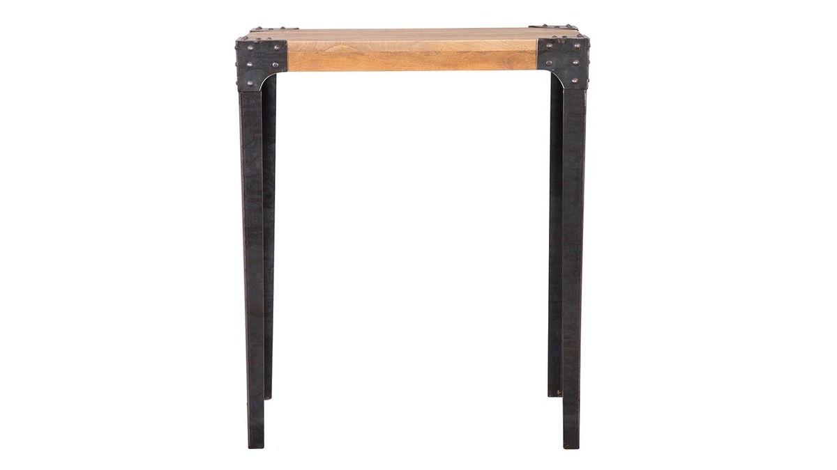 Table haute industrielle rectangulaire en bois manguier massif et mtal L88 cm MADISON