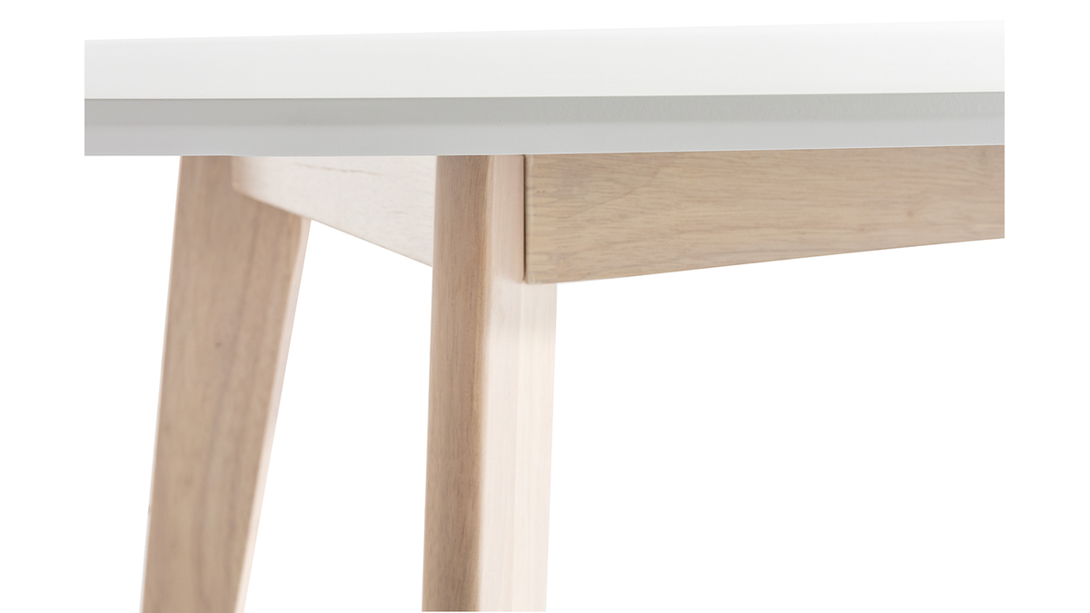 Table scandinave ovale blanche et bois clair L150 cm LEENA
