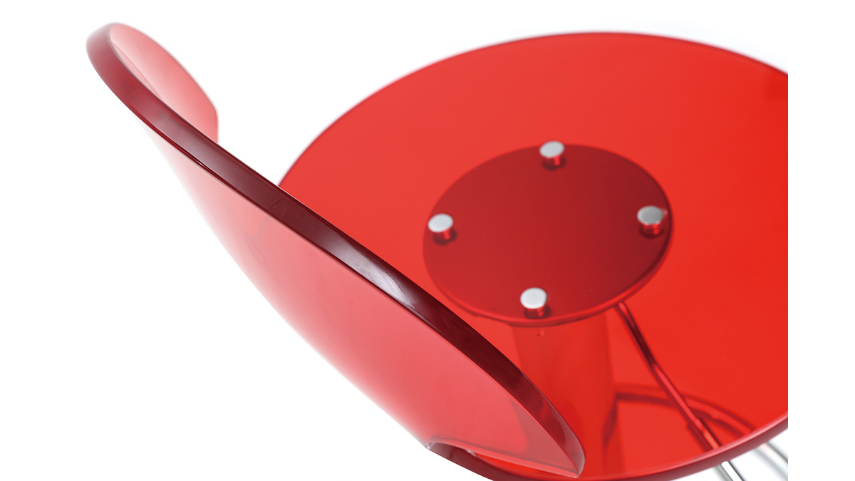 Tabouret de bar design en plexiglas rouge transparent ORION