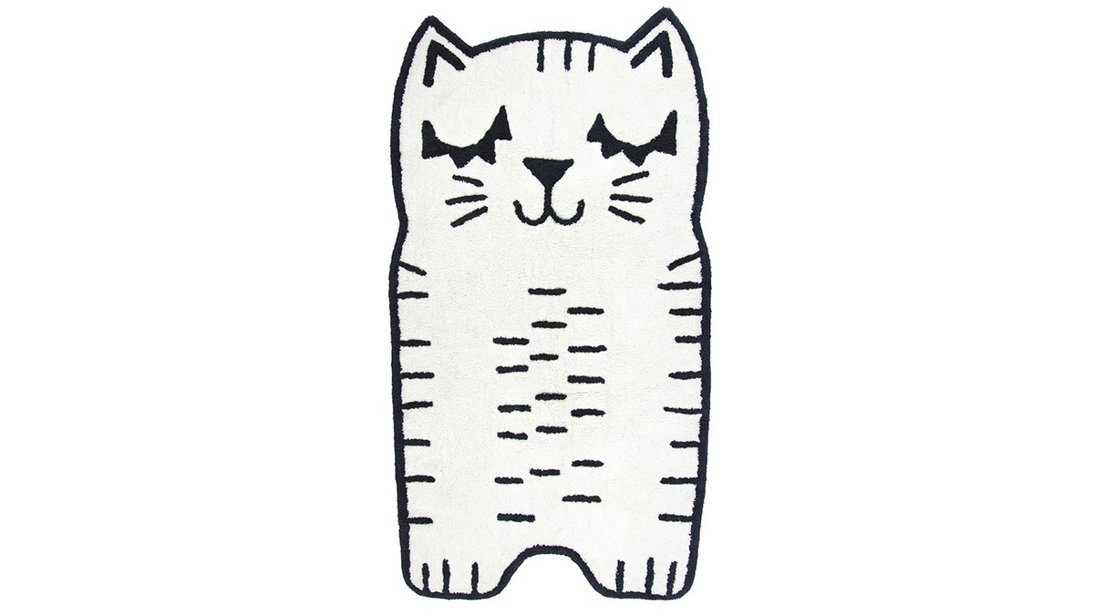 Tapis enfant forme chat en coton 80x150 cm CHARLI