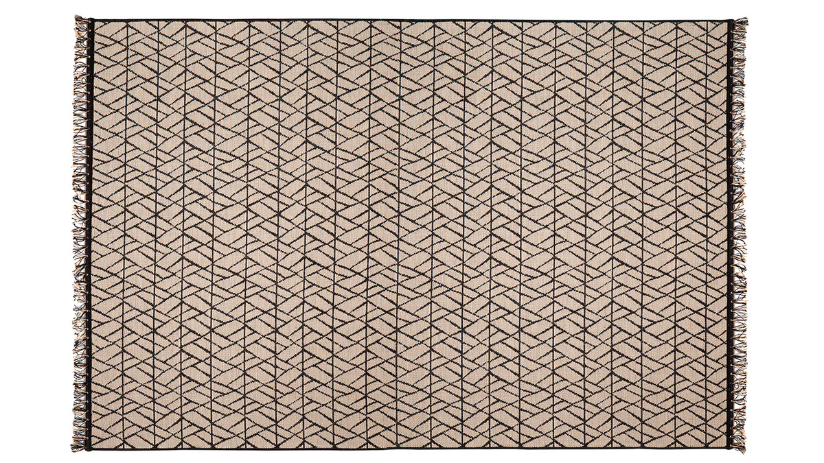 Tapis moderne naturel avec motif graphique noir 160 x 230 cm ETNICA