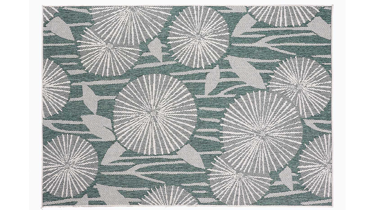 Tapis rversible intrieur extrieur motif floral vert 160 x 230 cm KONKA
