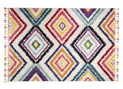 Tapis style berbère avec pompons multicolore 200 x 290 cm JEMAA