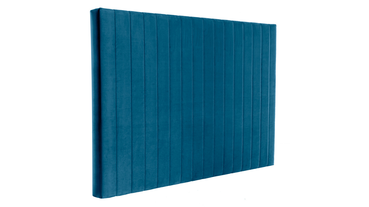Tte de lit en tissu velours bleu fonc L170 cm NEHA