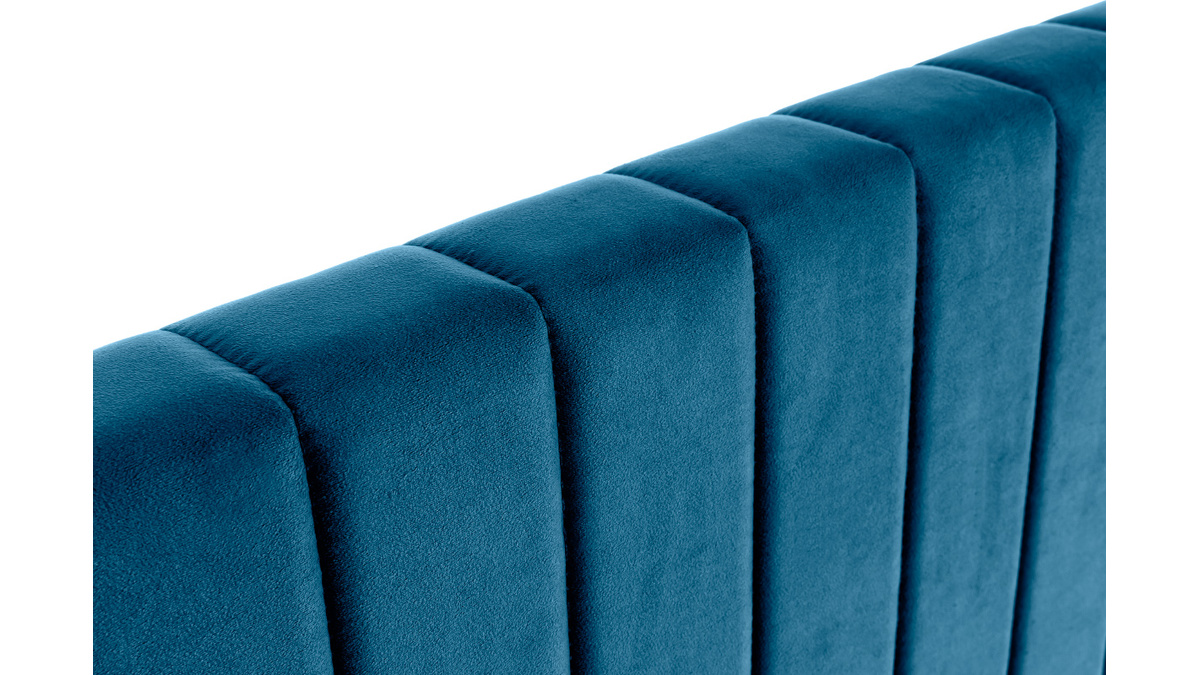 Tte de lit en tissu velours bleu fonc L170 cm NEHA